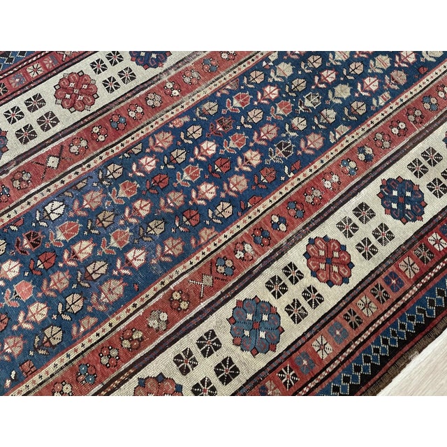 Late 19th Century Antique Caucasian Talish Wool Rug, Indigo Field & Wide Border, C. 1880s — 3'7" × 7'4" For Sale - Image 5 of 9
