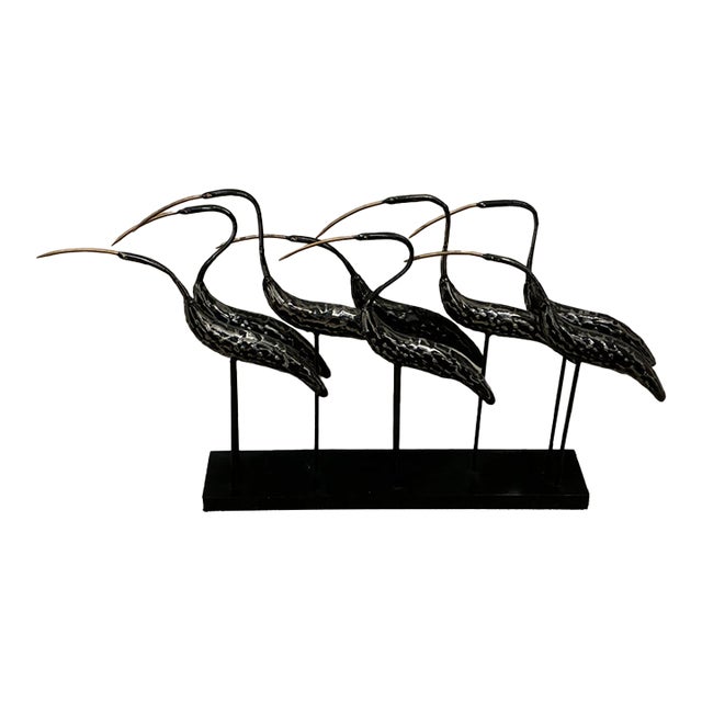 Group of Egrets Large Metal Sculpture-in the Style of Joseph Famulari For Sale