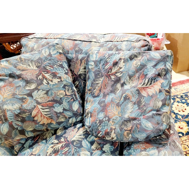 1990s Sherrill Furniture 1990s Overstuffed Club Chair and Ottoman Set - Botanical Tapestry For Sale - Image 5 of 7