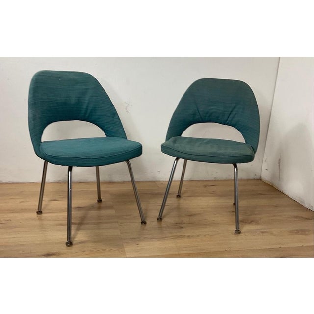 Metal Set of Conference Chairs with Steel Legs by Saarinen, 1960s For Sale - Image 7 of 15