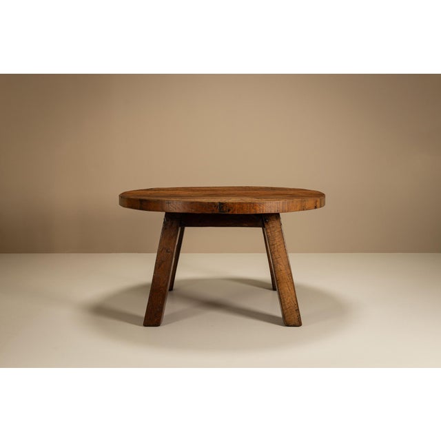 Brutalist Round Dining Table, France, 1950s For Sale - Image 4 of 12