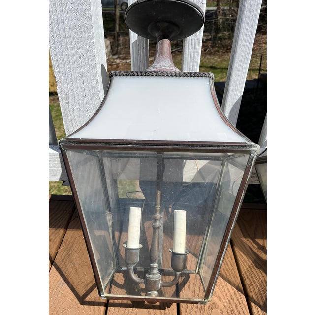 Early 20th Century Large Vintage Copper Outdoor Wall Mounted Lanterns - a Pair For Sale - Image 5 of 11