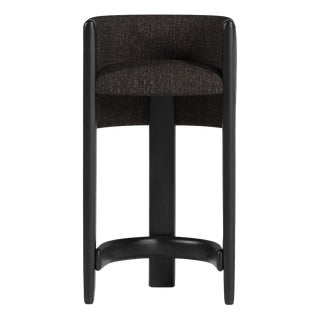 Modern Sunset Bar Stool in Teal Fabric and Black Stained Ash by Javier Gomez For Sale