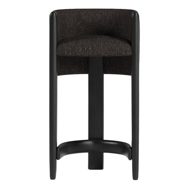 Modern Sunset Bar Stool in Teal Fabric and Black Stained Ash by Javier Gomez For Sale