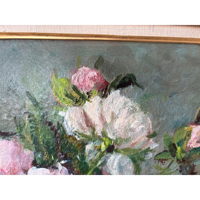 Victor Zolnierowicz, Still Life with Peonies, 1950s, Oil Painting on Canvas, Framed For Sale - Image 11 of 18
