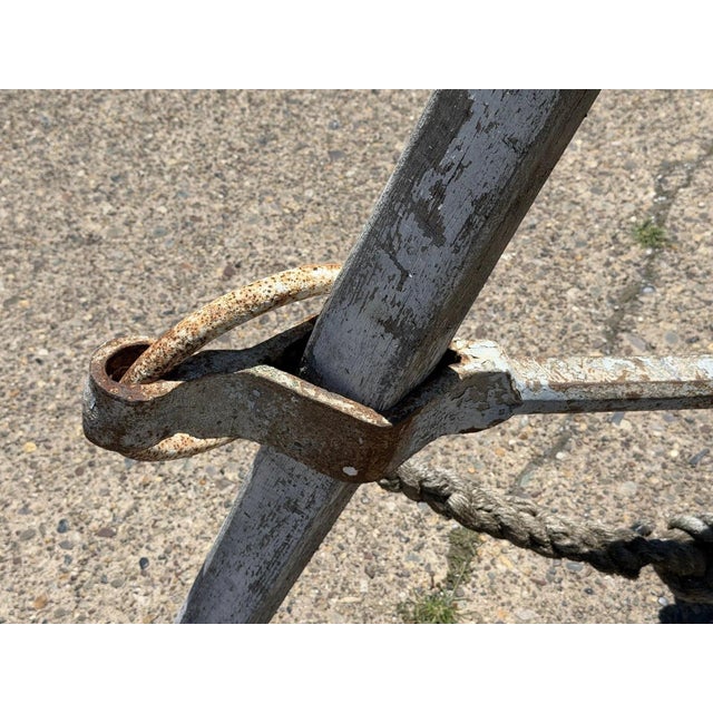 Antique English Victorian Maritime Cast Iron Large Boat Ship's Anchor and Rope For Sale - Image 15 of 18