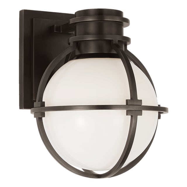 Chapman & Myers for Visual Comfort Signature Gracie Single Sconce in Bronze with White Glass For Sale