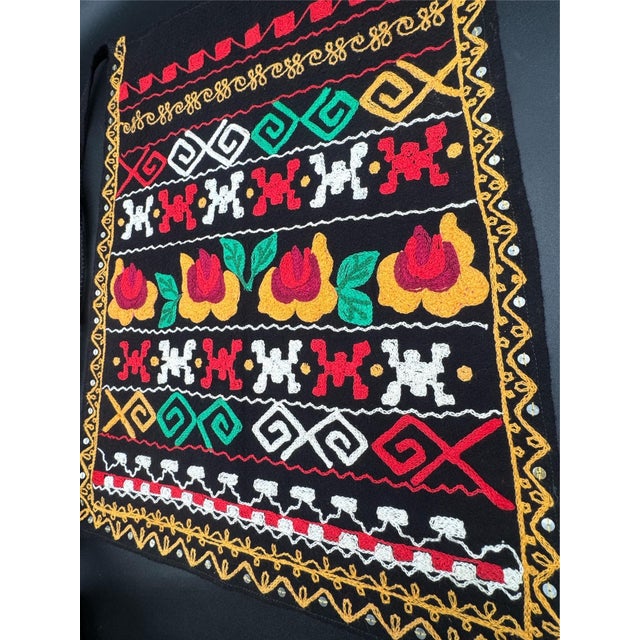 1980s Traditional Bulgarian Folklore Embroidered Apron For Sale In New York - Image 6 of 11