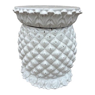 1970s Italian Glazed Terracotta Pineapple Garden Seat or Table For Sale
