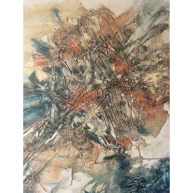 Blue Alice Berger Hammerschlag "Three Levels" Painting, Circa 1961 For Sale - Image 8 of 11