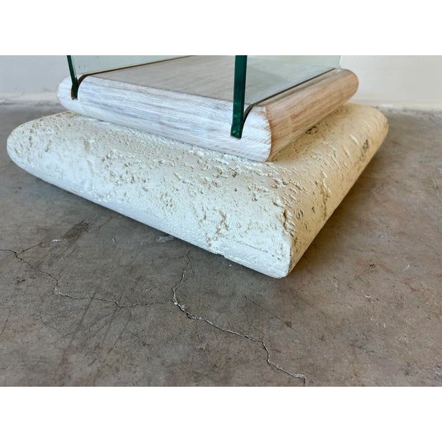 80's Postmodern Faux Stone and Glass Pedestal For Sale In Miami - Image 6 of 13