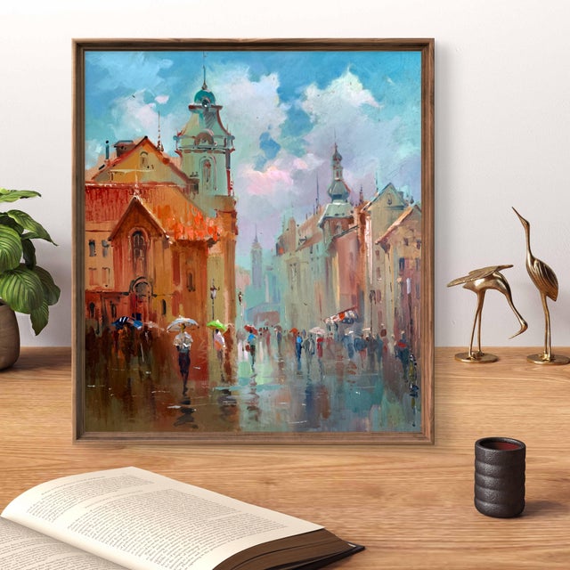 Street Art Oil Painting Dynamics of Urban Life Yuriy Suprunchuk For Sale - Image 3 of 12