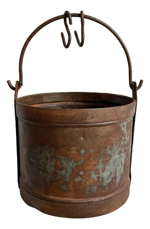 Large Antique Iron Bucket W/Handle