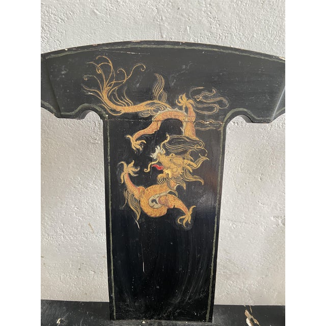 Set of 19th Century Chinese Chairs in Lacquered Black Wood with Gilt Decoration, 1890s For Sale - Image 9 of 10