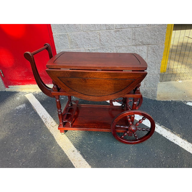 Late 20th Century Vintage Rosewood Drop Leaf Tea Bar Cart For Sale - Image 10 of 12