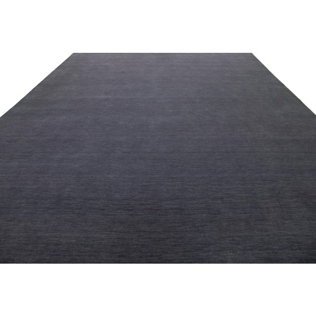 Gray Apadana's Modern Handmade Gabbeh Plush Wool Rug in Gray For Sale - Image 8 of 11
