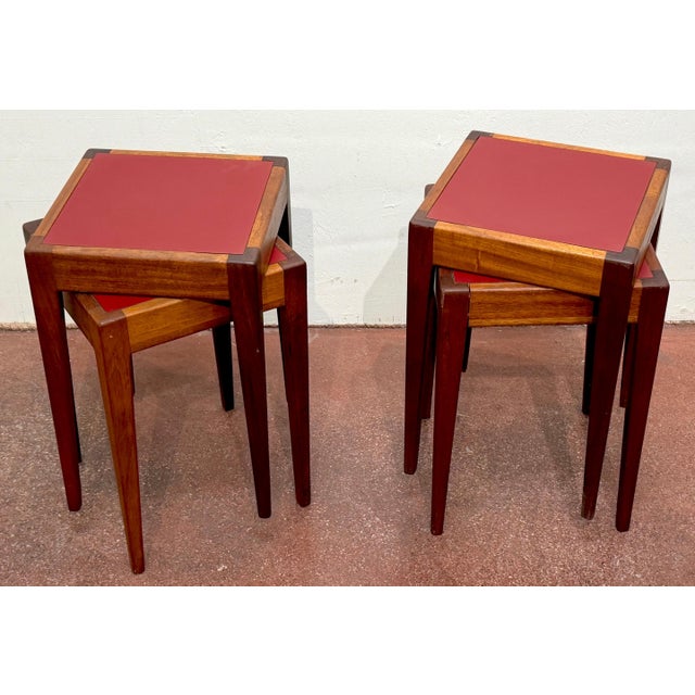 Modern French Modern Stacking Tables in the Style of Jacques Adnet France Circa 1960s For Sale - Image 3 of 11
