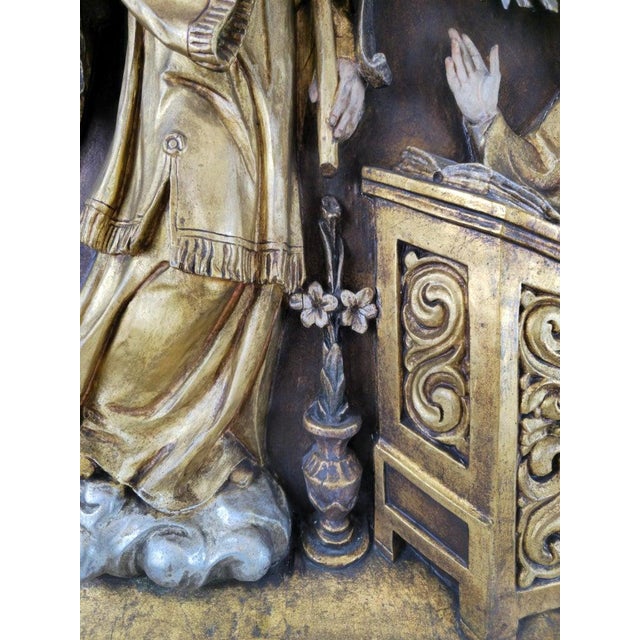 Carved Relief Depicting the Annunciation Archangel Gabriel and Virgin Mary, 1800s, Wood For Sale - Image 6 of 10