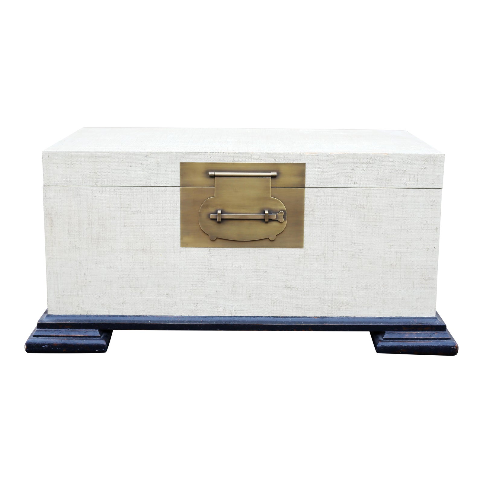 Woven Grass Cloth Ottoman Cocktail Table Chest With Brass Hardware Chairish