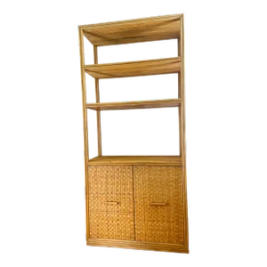 1970s Boho Chic Bamboo Rattan & Wicker Shelf/Bookcase