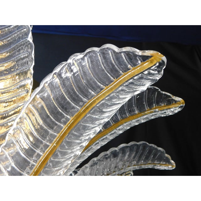 Vintage Palmette Pendant Light in Crystal Glass with Gold Thread, 1985 For Sale - Image 13 of 14