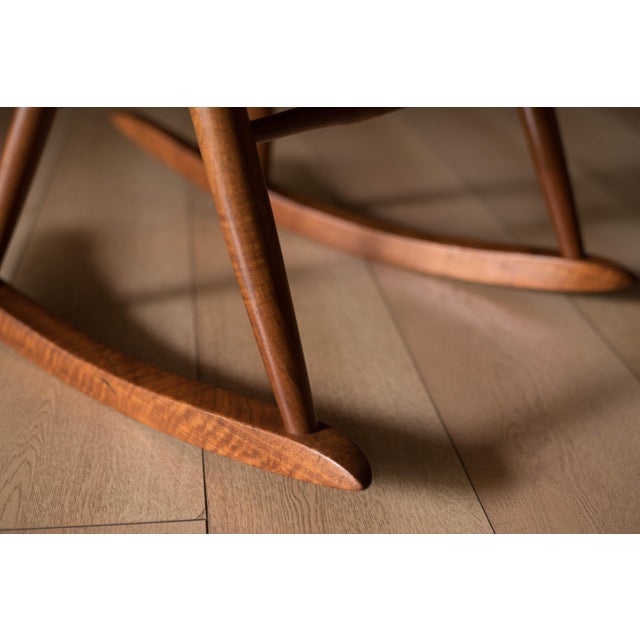 Vintage George Nakashima Solid Walnut New Lounge Chair Rocker With Arms For Sale - Image 14 of 18