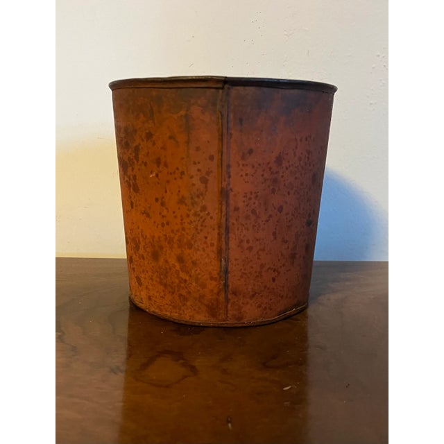 Metal Antique 19th Century American Tole Tin Sap Bucket or Cachepot With Old Red Paint For Sale - Image 7 of 12