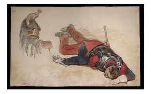 Jules Cornillier, Dead Soldier, Drawing, 19th-Century