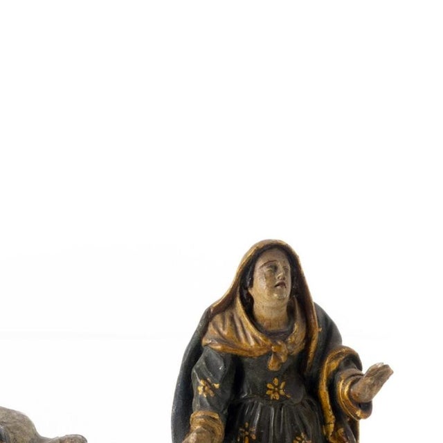 Statues of Our Lady & Pedestal, 19th Century, Set of 3 For Sale - Image 4 of 6