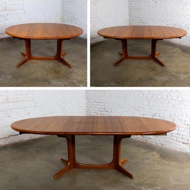Brown Late 20th Century Scandinavian Modern Teak Dining Table Expanding Oval Attr. To Skovby Furniture For Sale - Image 8 of 18