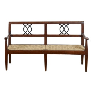 18th Century Style Bench with Raffia and Straw Seat For Sale