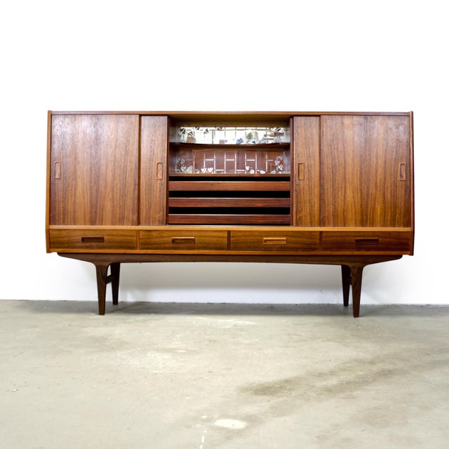 Mid-Century Modern Westergaard Møbelfabrik Danish Rosewood Highboard / Tall Sideboard Designed by Børge Seindal For Sale - Image 3 of 18
