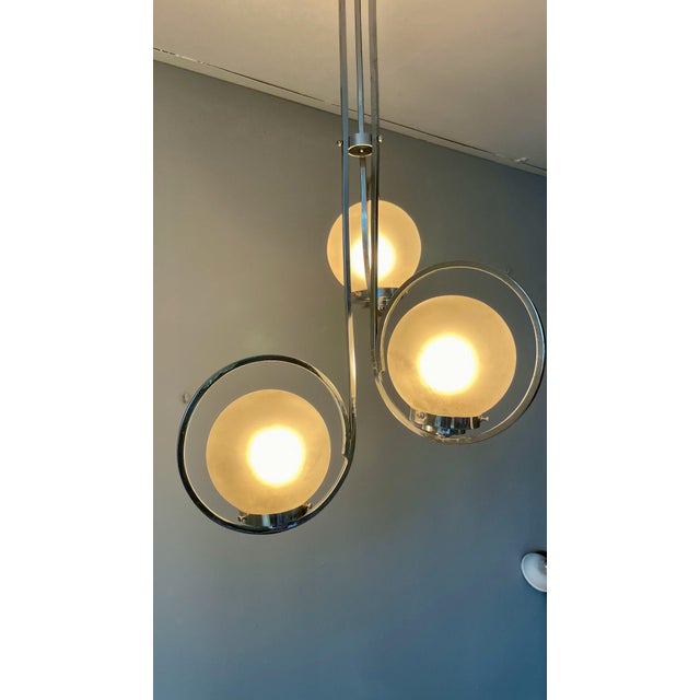 Art Deco Silver Ceiling Lamp with Three Sphere Shades For Sale - Image 13 of 18