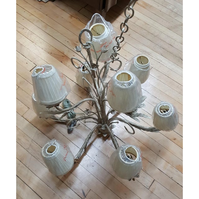 Boho Shabby Chic Floral 9 Light Chandelier For Sale - Image 4 of 13