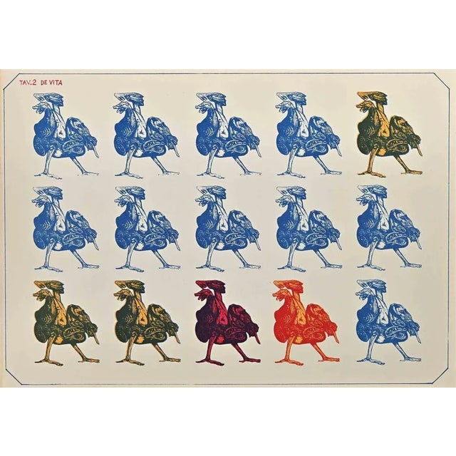 Rooster-soldiers is an Original Lithograph realized by Luciano De Vita (1929-1992) in the 1950s. Good conditions. Signed...