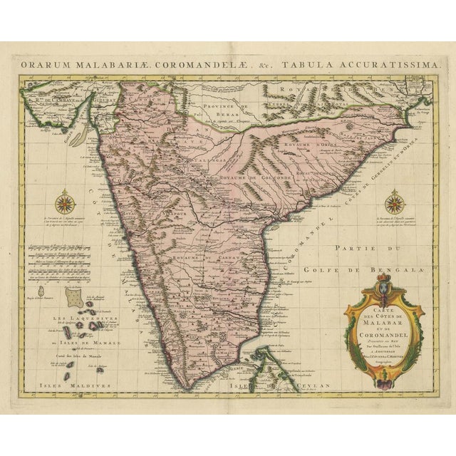 Antique Hand-Colored Map of Southern India For Sale - Image 3 of 6