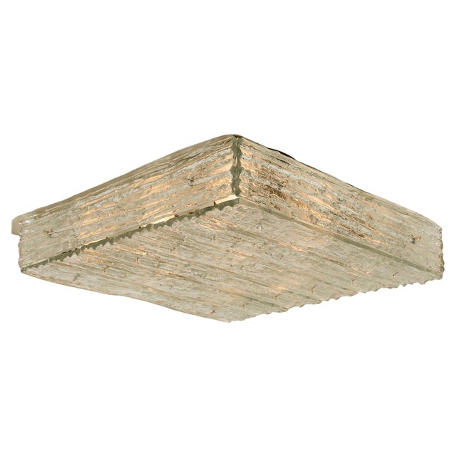 Large Square Glass Flush Mount attributed to J. T. Kalmar for Kalmar, 1960s For Sale