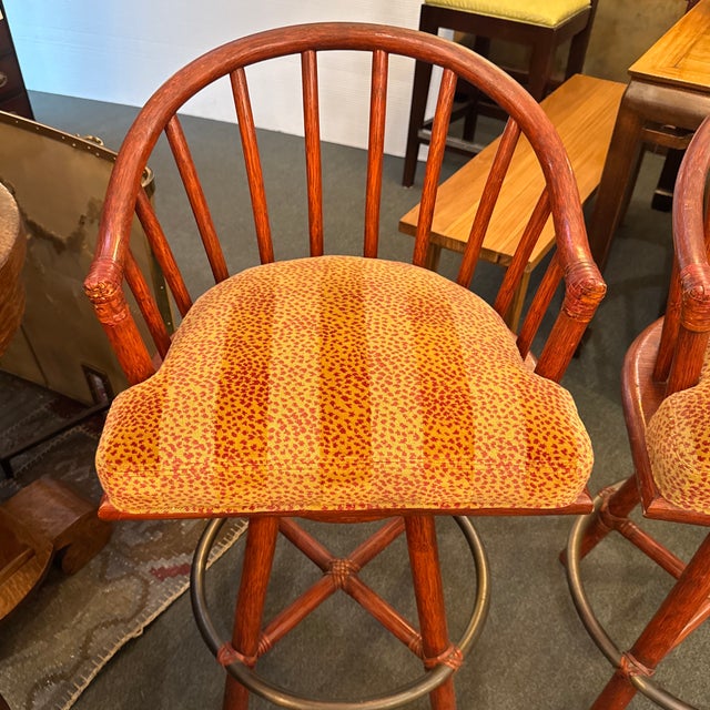 McGuire Furniture Curved Back Swivel Bar Stools, Pair For Sale In San Francisco - Image 6 of 12