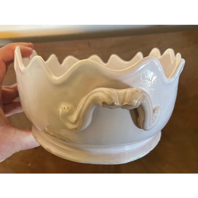 Antique 18th century French Louis XVI tin glaze Delft faience monteith jardiniere cachepot. Measures 13" across over...