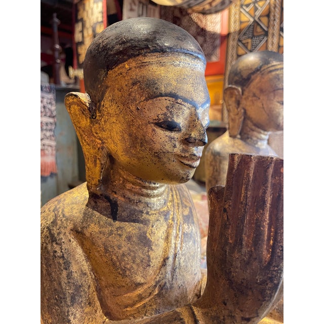 Asian Pair of Burmese Disciples Circa 19th C. For Sale - Image 3 of 10