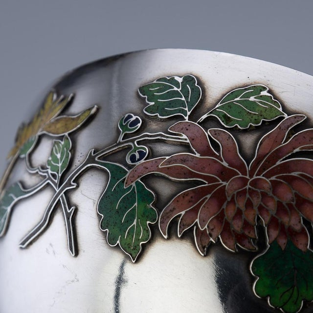 19th Century Chinese Export Solid Silver & Enamel Bowl by Wang Hing, 1890s For Sale - Image 10 of 18