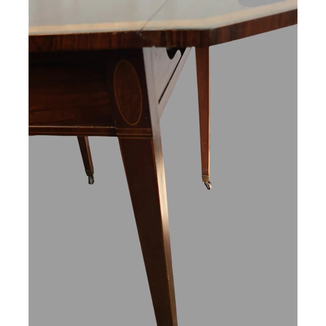 Late 19th Century Late 19th Century Antique English Sheraton Rosewood Satin Wood Banded Pembroke Drop Leaf Table For Sale - Image 5 of 11