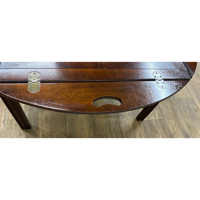 Brown Vintage Butler Table With Removable Tray Top For Sale - Image 8 of 16