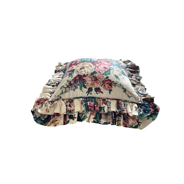 Textile Ralph Lauren Allison Floral Double Ruffle Custom Pillow. Down Fill. For Sale - Image 7 of 8