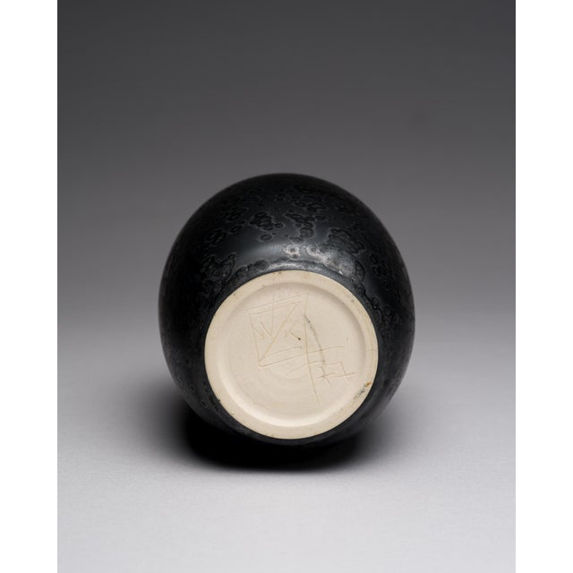 Black Crystalline Glaze Ceramic Vase by Karin and Walther Zander, Germany, 1977 For Sale - Image 8 of 9