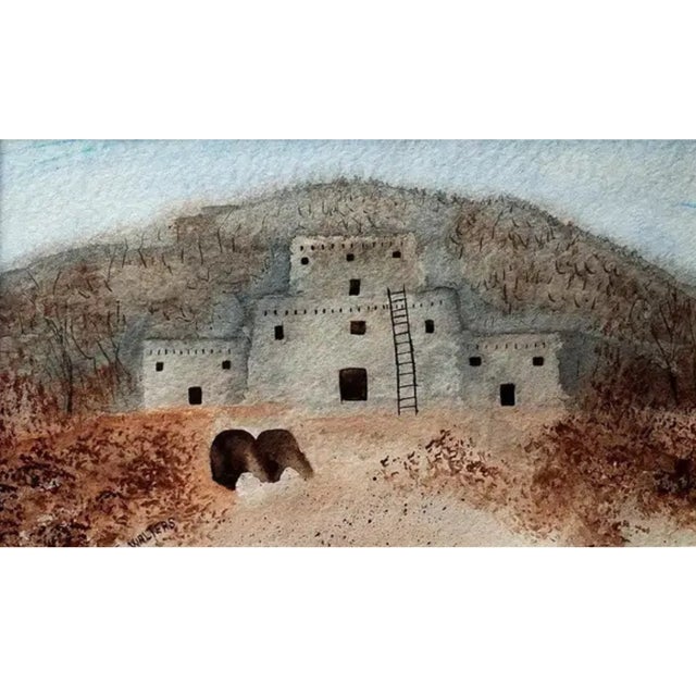 Discover the atmospheric beauty of the American West with this original mid-century watercolor by regional artist S....