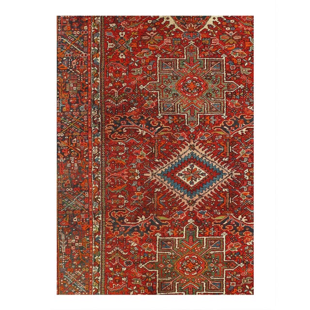 Original Persian Karajeh antique rug. The piece is made of hand-spun lambswool on a cotton foundation, and vegetable dyed....