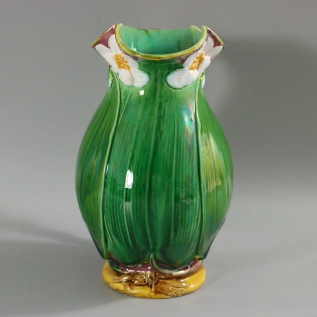 Green Large Victorian Minton Majolica Lily Jug/Pitcher For Sale - Image 8 of 12