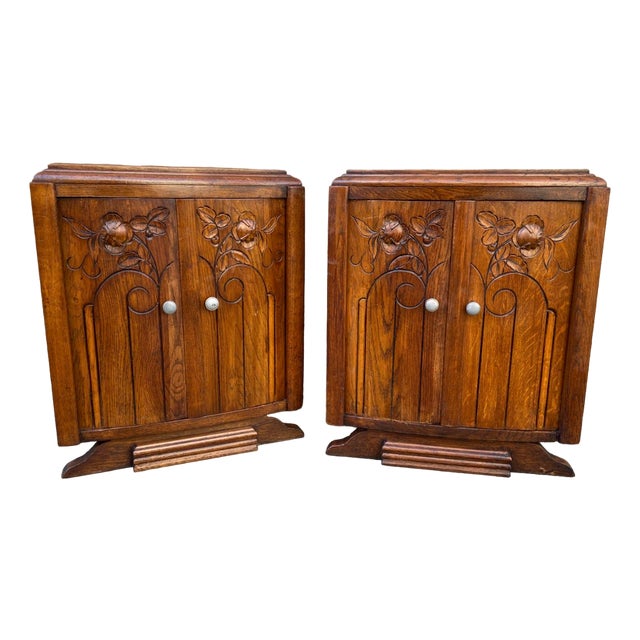 French Art Deco Nightstands, 1940s, Set of 2 For Sale
