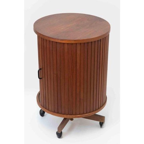 Swivel Teak Mobile Bar, Italy, 1960s For Sale - Image 4 of 7